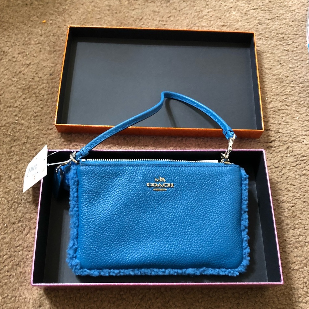 Coach Peacock Shearling Small Wristlet